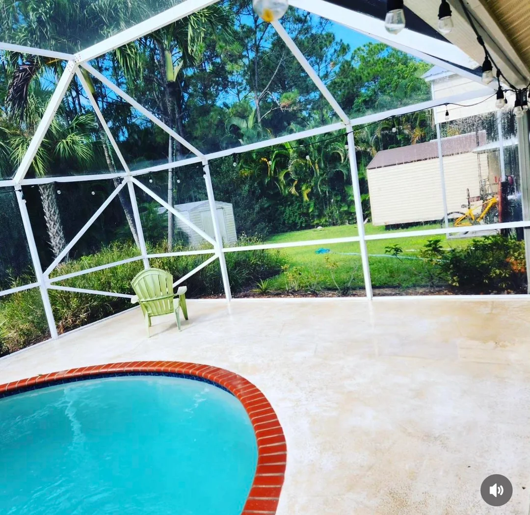 Clean pool deck after pressure washing